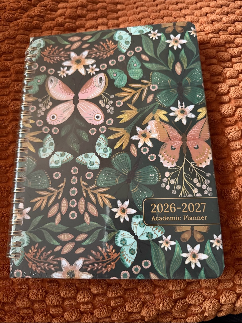 Academic Planner 2026-2027 – Floral Butterfly Design, Green and Pink